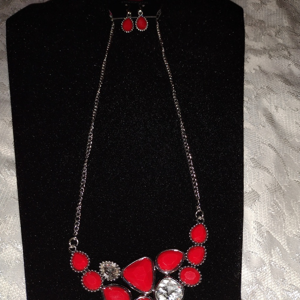 Red and Rhinestone Necklace